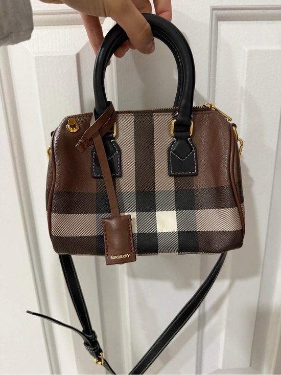 Burberry Handbags - Burberry Brown and Black Check Mini Top-Handle Satchel